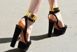 Bold Gold Strap Heels